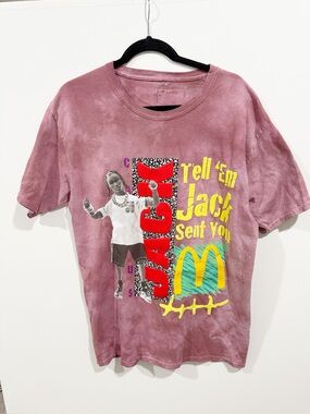TRAVIS SCOTT x McDONALDS • JACK SMILE 2 II TEE • BERRY • PUFF PRINT • 2020 Large